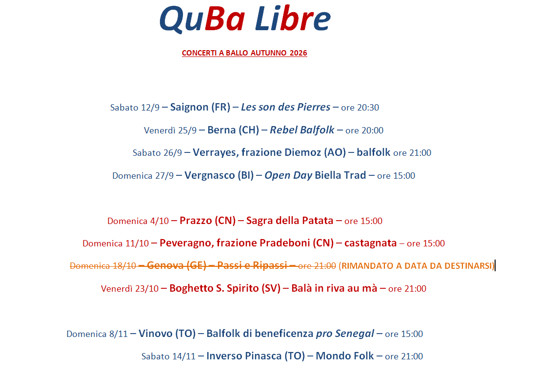 concerti autunnali QuBa Libre